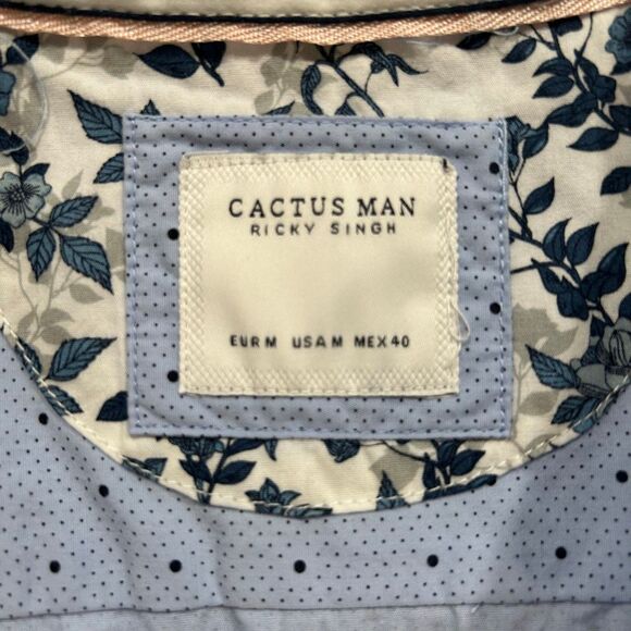 Cactus Man Ricky Singh Light Blue Polka Dot Short Sleeve Button Down Shirt Men’s - Picture 3 of 5